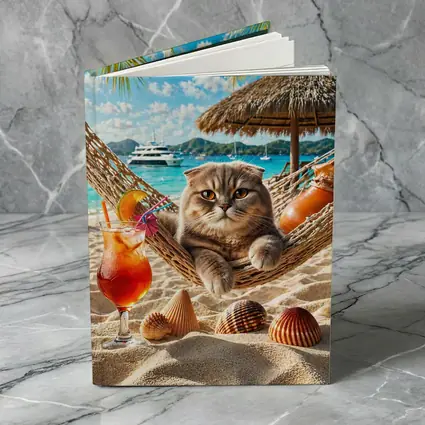Scottish Fold Cat Relaxing Beach Hammock Cocktail