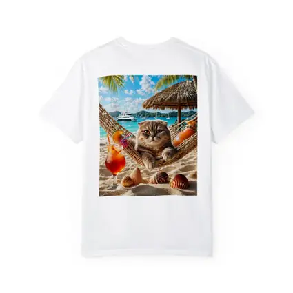 Scottish Fold Cat Relaxing Beach Hammock Cocktail