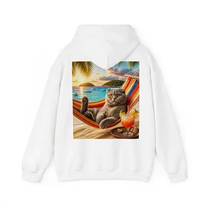 Scottish Fold Cat Relaxing Beach Hammock Sunset