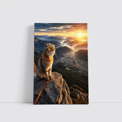 Scottish Fold Cat Mountain Summit Sunset View