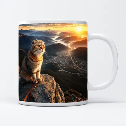 Scottish Fold Cat Mountain Summit Sunset View