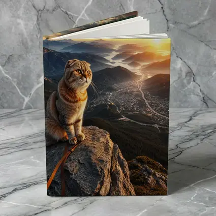 Scottish Fold Cat Mountain Summit Sunset View