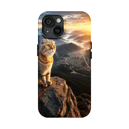 Scottish Fold Cat Mountain Summit Sunset View