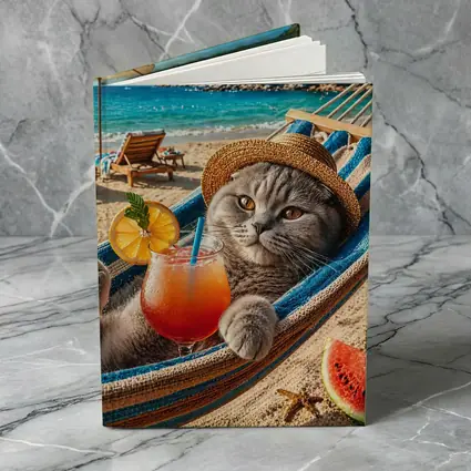Scottish Fold Cat Relaxing Beach Hammock Cocktail