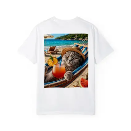 Scottish Fold Cat Relaxing Beach Hammock Cocktail