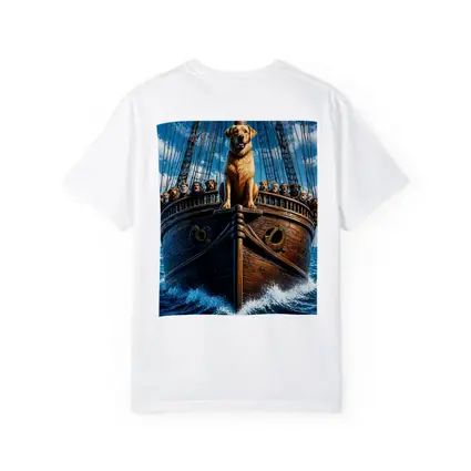 Golden Retriever Captain On Sailing Ship Ocean