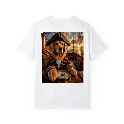 Golden Retriever Pirate Captain On Ship Deck