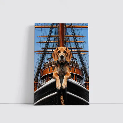 Beagle Dog On Historical Sailing Ship