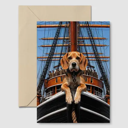 Beagle Dog On Historical Sailing Ship