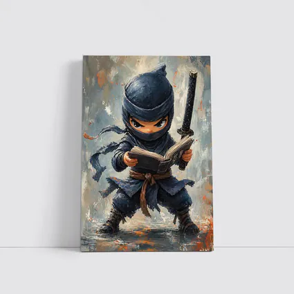 Little Ninja Reading Book With Katana