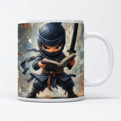 Little Ninja Reading Book With Katana