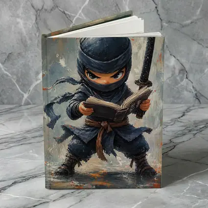 Little Ninja Reading Book With Katana