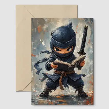 Little Ninja Reading Book With Katana
