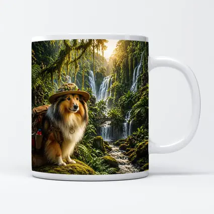Collie Explorer Dog Jungle Waterfall Adventure