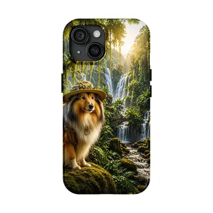 Collie Explorer Dog Jungle Waterfall Adventure