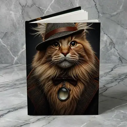 Detective Maine Coon Cat Dark Background Portrait