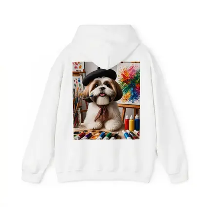 Shih Tzu Artist Painting Colorful Canvas Studio
