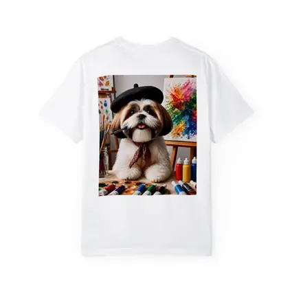 Shih Tzu Artist Painting Colorful Canvas Studio