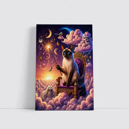 Siamese Cat Wizard Cloud Throne Fantasy