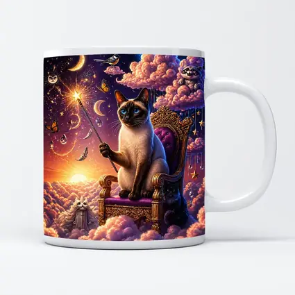 Siamese Cat Wizard Cloud Throne Fantasy