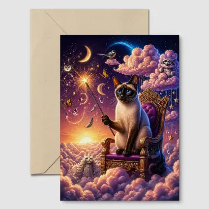 Siamese Cat Wizard Cloud Throne Fantasy