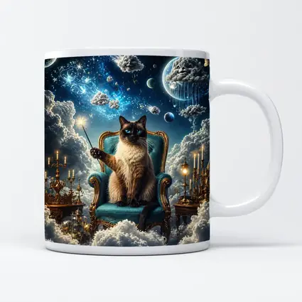 Siamese Cat Wizard Throne Fantasy Sky