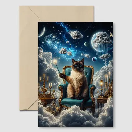 Siamese Cat Wizard Throne Fantasy Sky