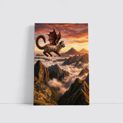 Siamese Dragon Cat Flying Over Mountains