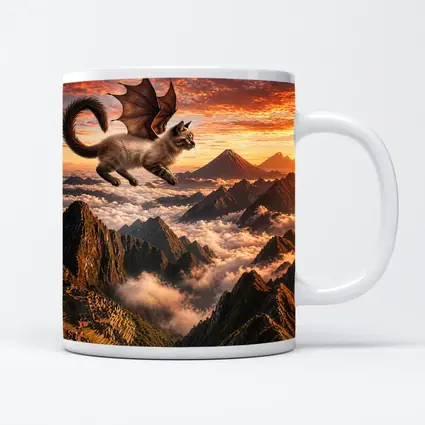 Siamese Dragon Cat Flying Over Mountains