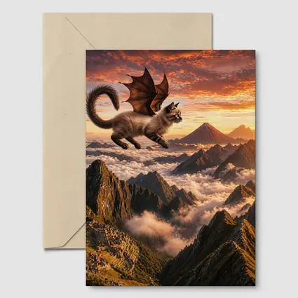 Siamese Dragon Cat Flying Over Mountains