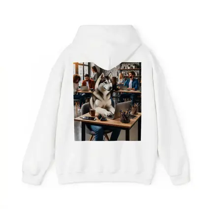 Siberian Husky Working Laptop Coworking Office
