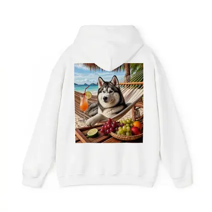 Siberian Husky Relaxing on Beach Hammock