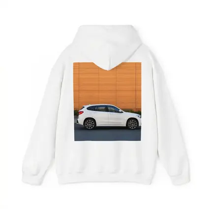 BMW X1 White Side View Orange Wall