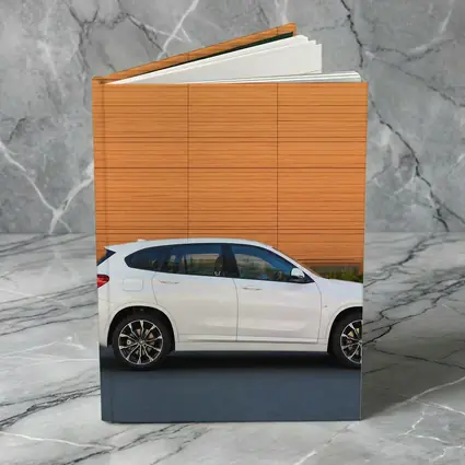 BMW X1 White Side View Orange Wall