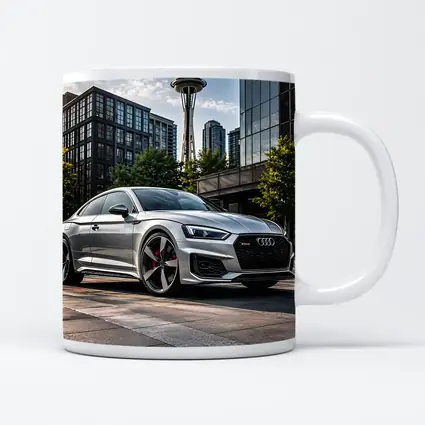 Audi RS5 Silver Coupe Seattle Space Needle
