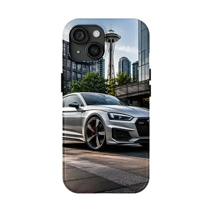 Audi RS5 Silver Coupe Seattle Space Needle