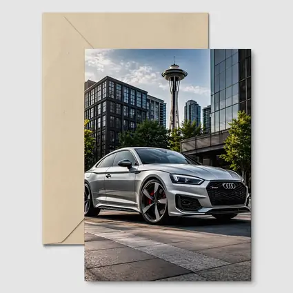 Audi RS5 Silver Coupe Seattle Space Needle