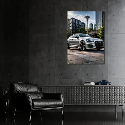 Audi RS5 Silver Coupe Seattle Space Needle