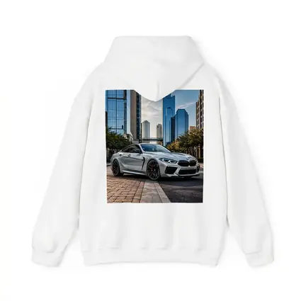 BMW M8 Silver Coupe City Skyline