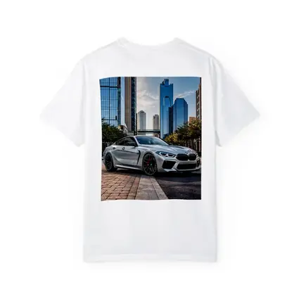 BMW M8 Silver Coupe City Skyline