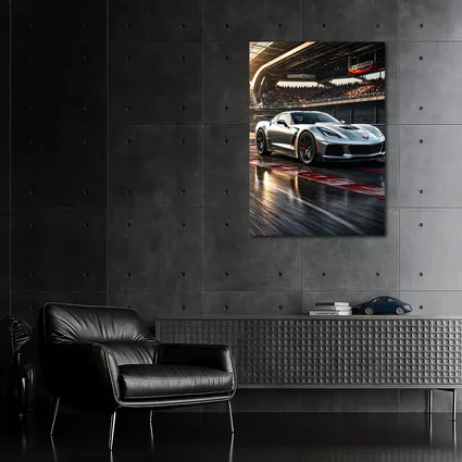 Chevrolet Corvette Silver Race Track Sunset
