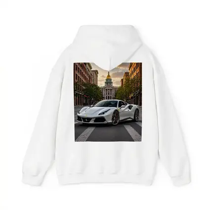 White Ferrari 488 GTB Downtown City Street
