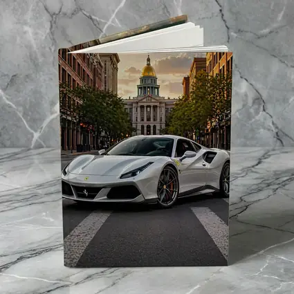 White Ferrari 488 GTB Downtown City Street