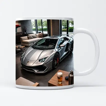 Silver Lamborghini Huracan Inside Luxury Showroom