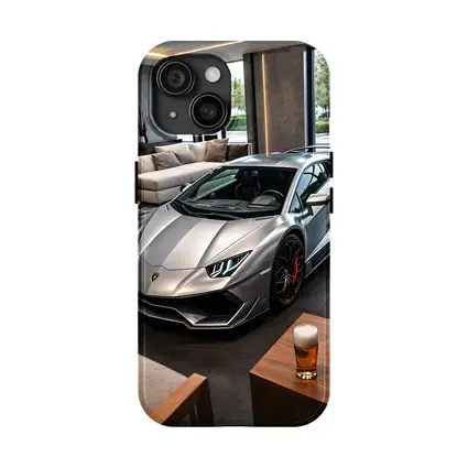 Silver Lamborghini Huracan Inside Luxury Showroom