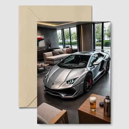 Silver Lamborghini Huracan Inside Luxury Showroom