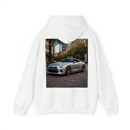 Silver Nissan GT-R Parked Urban City Street