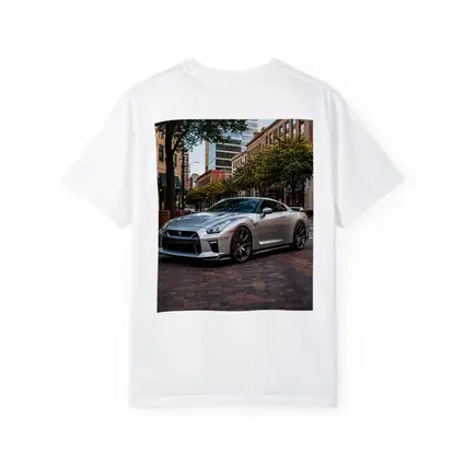Silver Nissan GT-R Parked Urban City Street