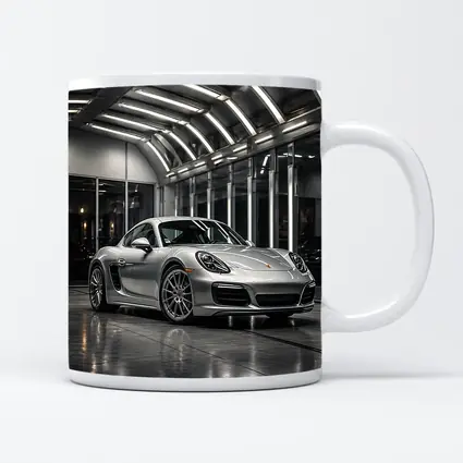 Silver Porsche Cayman Inside Modern Garage