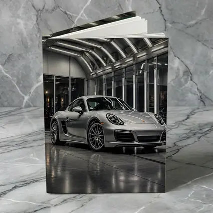 Silver Porsche Cayman Inside Modern Garage